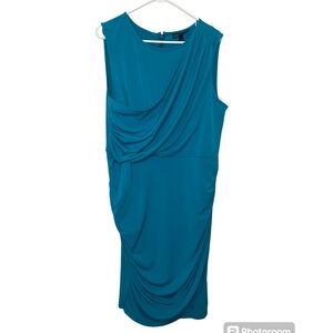 Lane Bryant NWT Ruched Dress w/ built-in smoothing slip Teal Sz 18